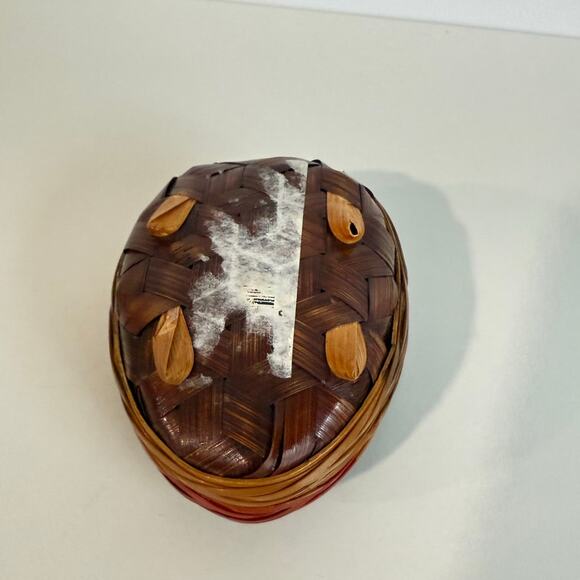 Vintage Woven Wicker Rattan Frog Trinket Box Handmade Bamboo 4"x3" Unique - Picture 3 of 5